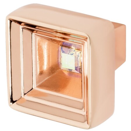 Wisdom Stone Hidden Treasure Cabinet Knob, 1-1/16in x 1-1/16in, Rose Gold with Multi-Color Crystal 4221RG-MU